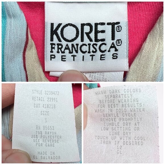 Vintage Koret Petite 90s Pink Tie Front Shirt Short Sleeve Small - Picture 3 of 8